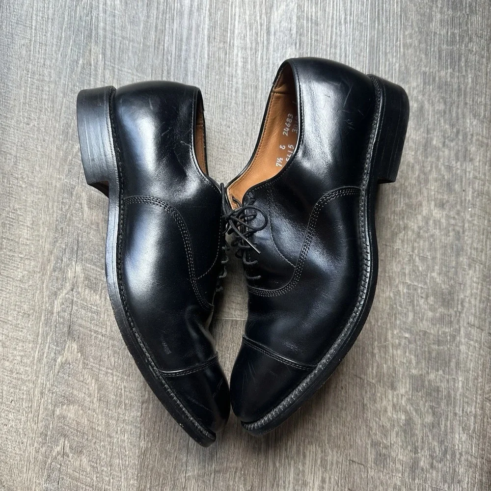 Allen Edmonds Park Avenue Black Cap Toe Oxfords Size Men's 7.5 Clean Condition